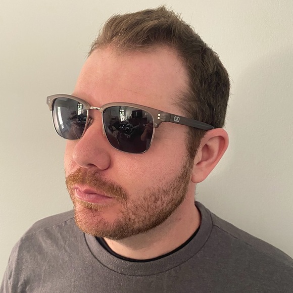 Cole Haan Mens Polarized Sunglasses Partial Frame Matte Grey Accessories - Picture 14 of 15